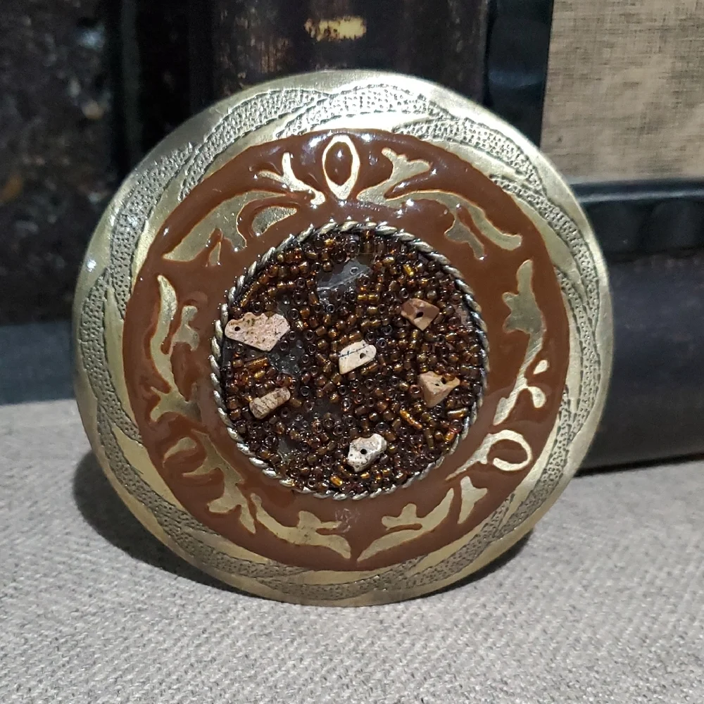 Vintage Gold and Brown Belt Buckle